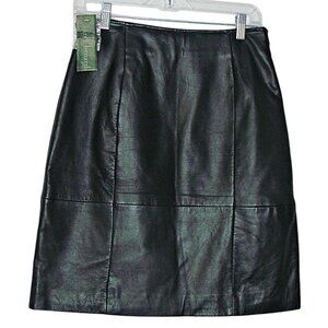 NEW Harve Benard Womens Genuine Leather Skirt Size 8 Black PL Polyester Lining